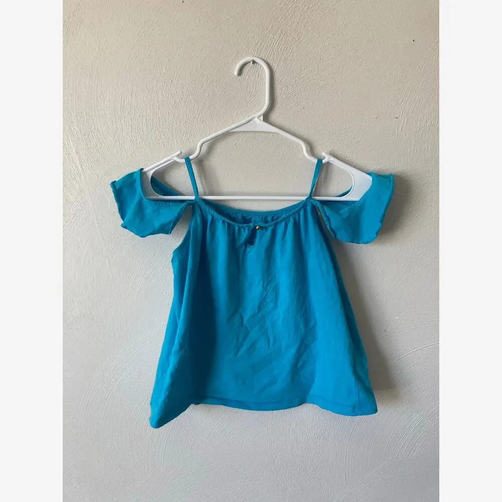 Lilly Pulitzer Girls Layne Knit Cold Shoulder Top Sparkling Blue 8-9